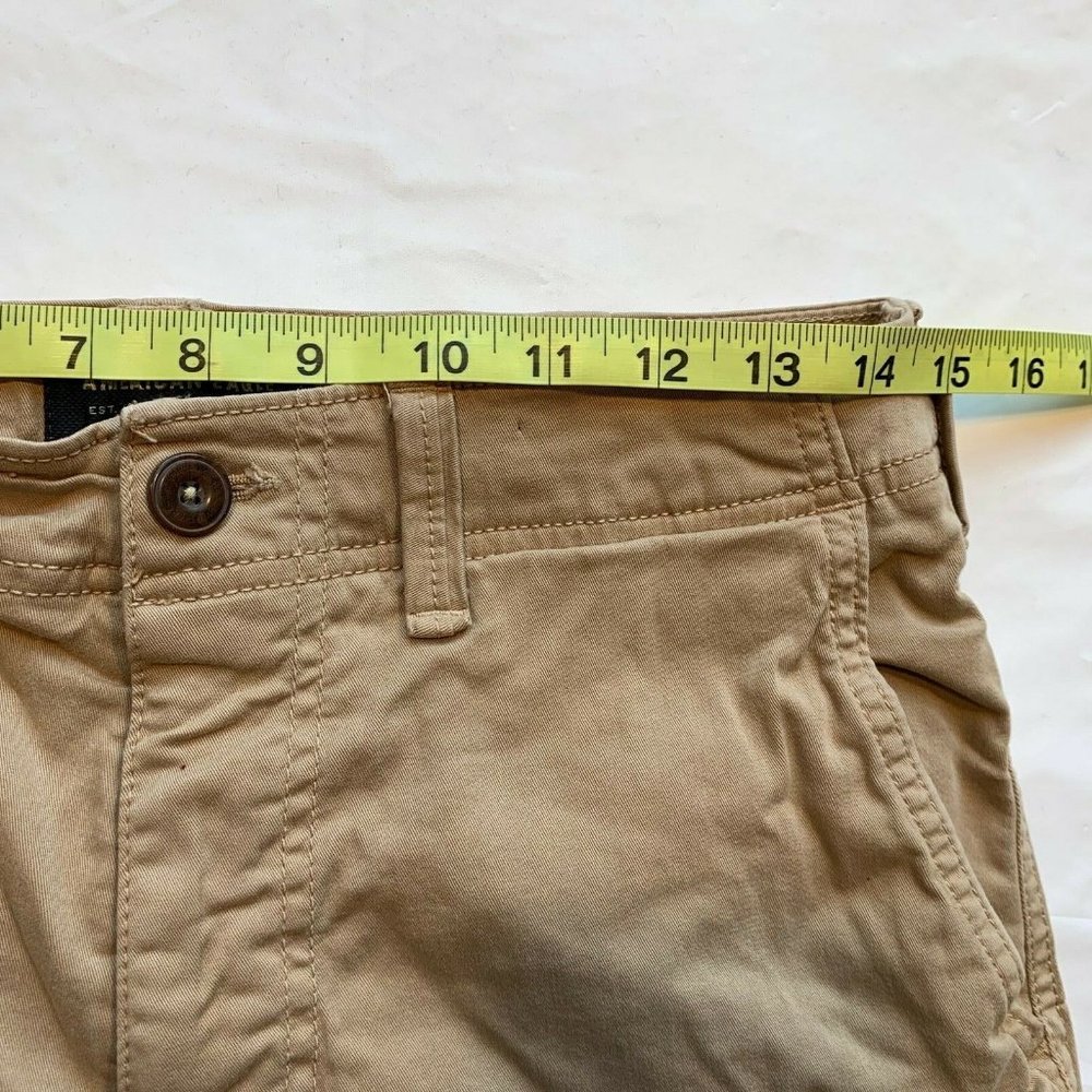 American Eagle Longer Length Chino Shorts Mens 29x12 Extreme Flex Khaki‎ NEW - Picture 10 of 12